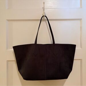 Dark Brown Shopper Tote I Bag Work I Bag Suede like material